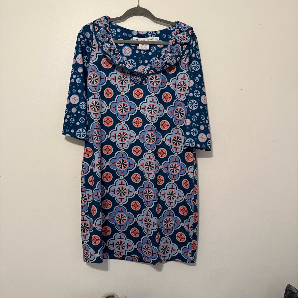 Gretchen Scott ruffle neck dress size large